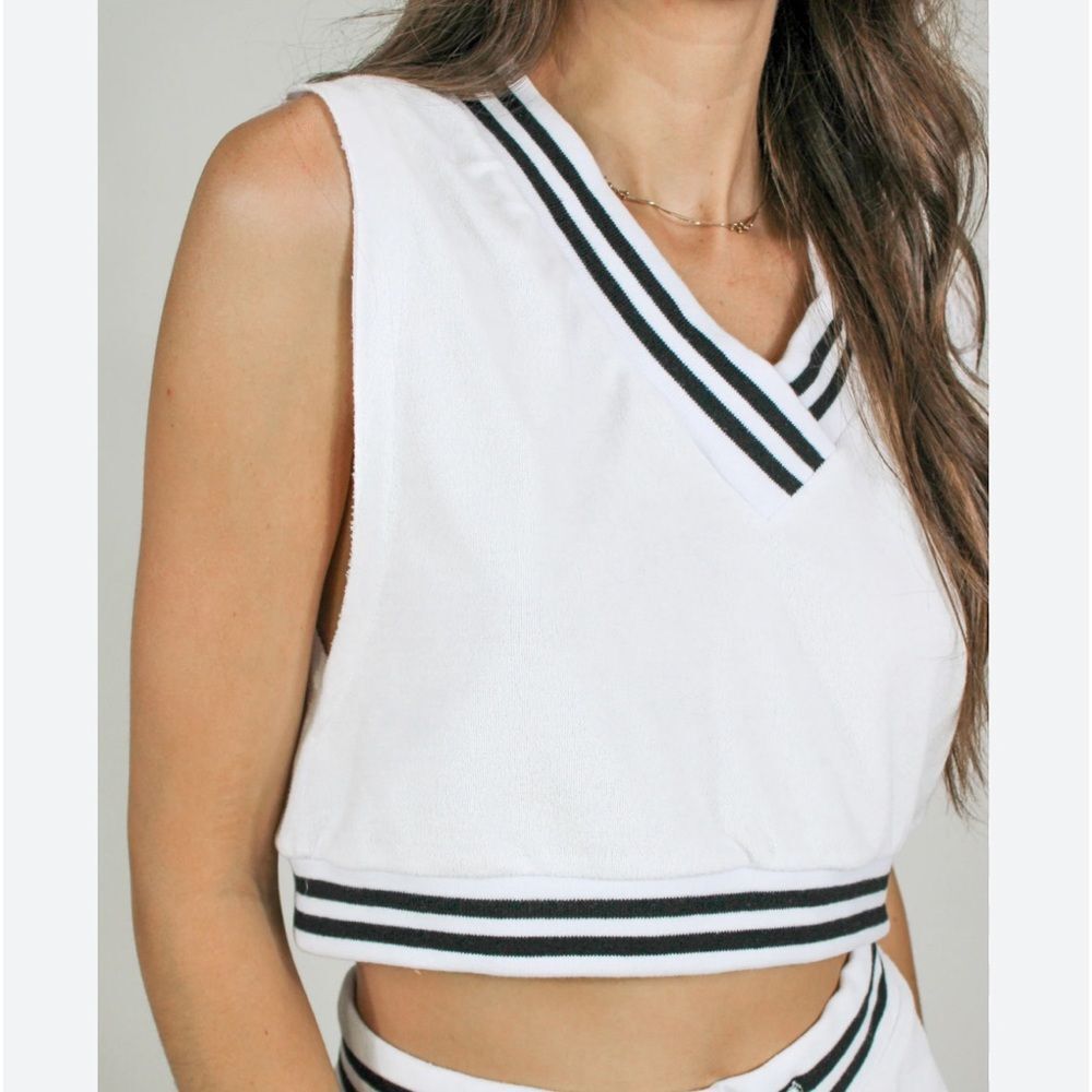 NWT Kimberly C white terry cloth crop midi top Size Large